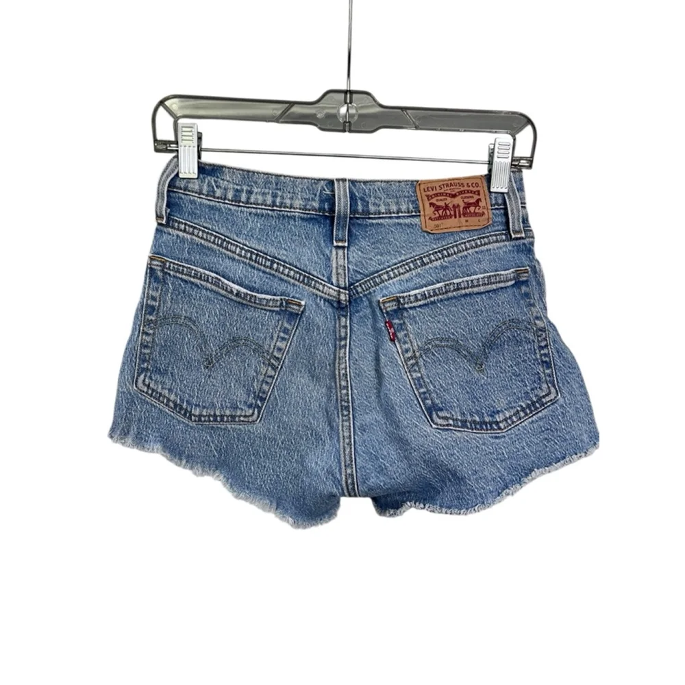 Levi Strauss 501 Button Fly Denim Cutoff Jean Shorts Size 25 Blue Casual Cotton